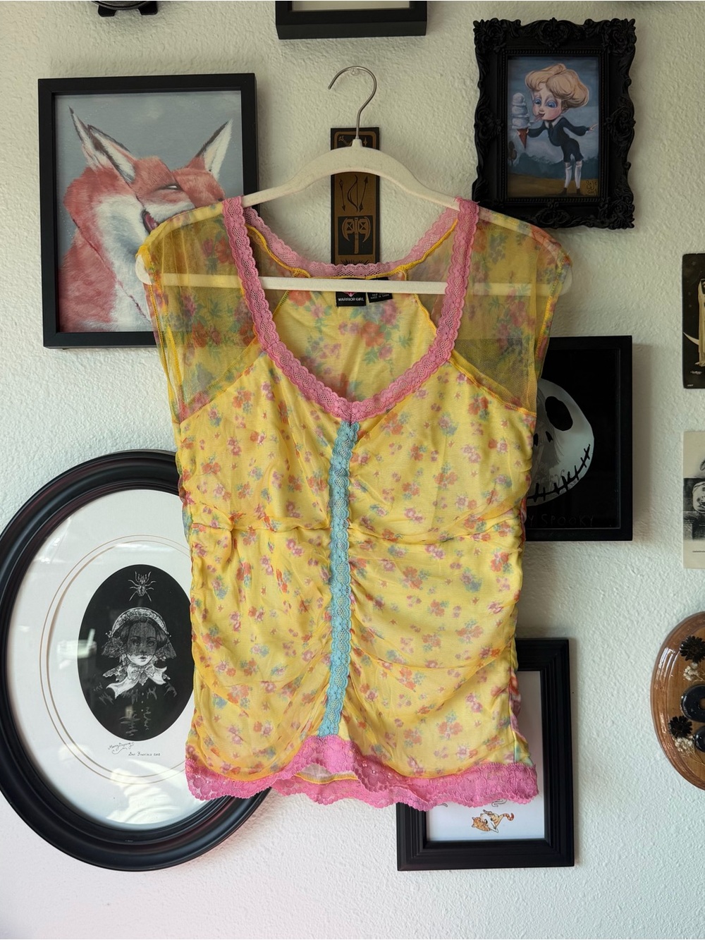 vintage y2k ruched floral blouse